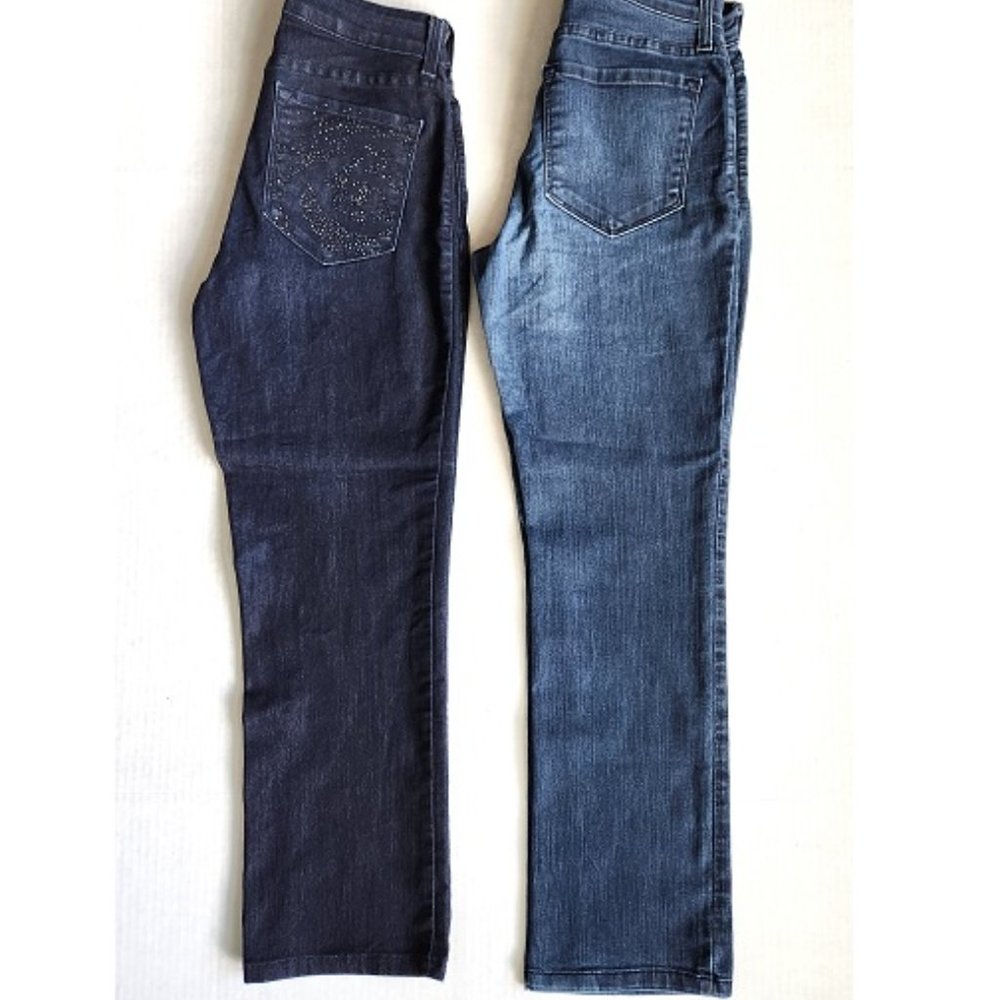 NYDJ Women's Petite Slim Fit Rhinestone Straight Leg 2-Pairs Denim Jeans